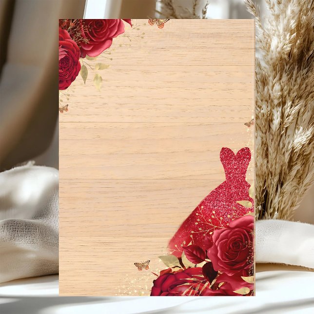 Invitación Quinceañera Cumpleaños 15 Sparkle Rosa Roja (Subido por el creador)