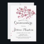 Invitación Quinceañera Cumpleaños 16 Cerezo Flor de Cerezo<br><div class="desc">Cerezo Pétalos Rosados Ombre</div>