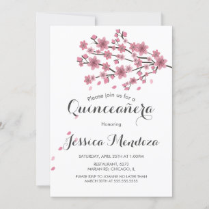 Invitación Quinceañera Cumpleaños 16 Cerezo Flor de Cerezo