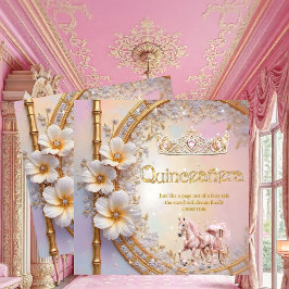 Invitación Quinceanera Cumpleaños Caballo de Oro Rosa Lilac D