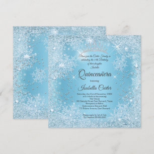Invitación Quinceañera Cumpleaños de Invierno Copo de Nieve A