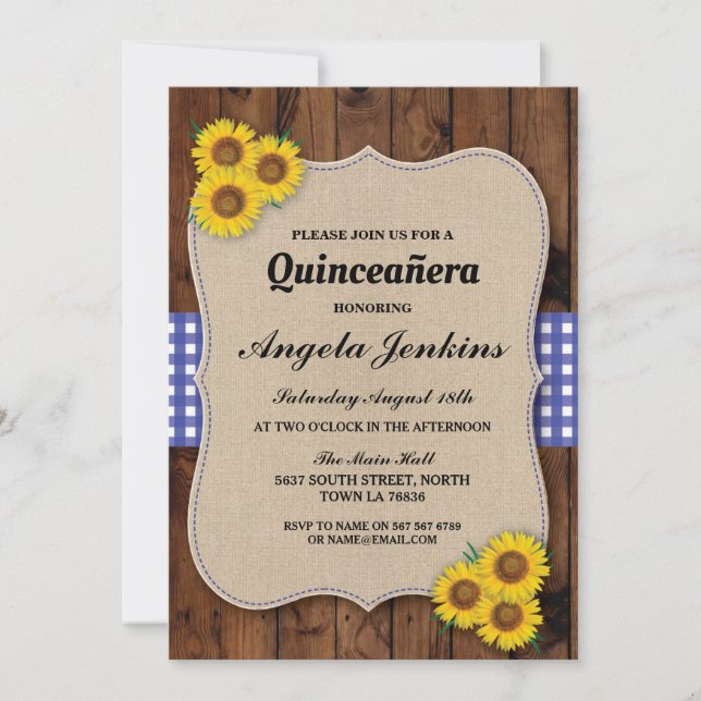 Invitación Quinceanera Cumpleaños fiesta Sunflower BBQ Invita (Anverso)