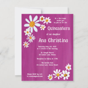 Invitación Quinceañera Cute Daisy Bouquet Personalizado pinta