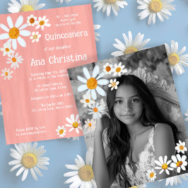 Invitación Quinceañera Daisy Bouquet Personalizado pintado a 