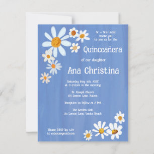 Invitación Quinceañera Daisy Bouquet Personalizado pintado a 