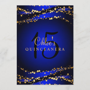 Invitación Quinceañera de Blue & Gold Stardust