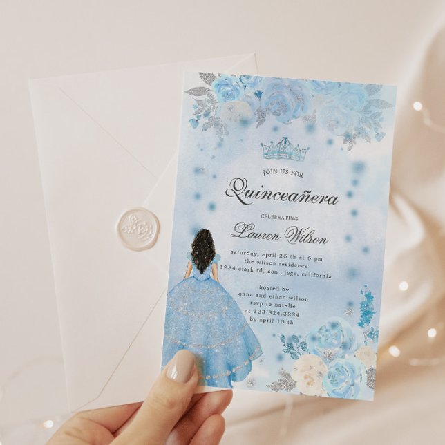 Invitación Quinceanera de Blue Winter Wonderland (Subido por el creador)