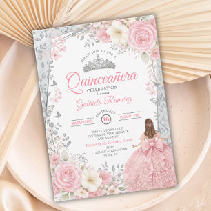 Invitación Quinceañera de Blush Rosa y Aguamarina Acuarela Pl