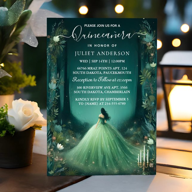 Invitación Quinceanera de bosque encantado de un árbol de la  (Subido por el creador)
