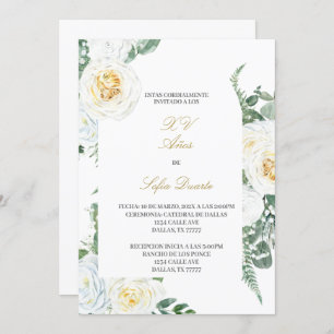 Invitación Quinceanera de color agua en español