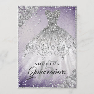 Invitación Quinceanera de color crudo morado