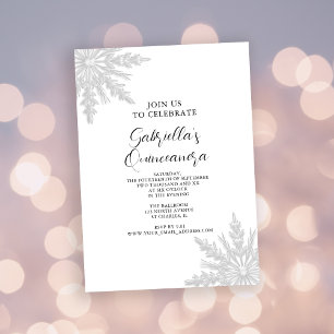 Invitación Quinceanera de copo de nieve en inviern