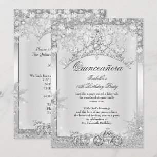 Invitación Quinceañera de Cristal de Plata Carruaje de Invier