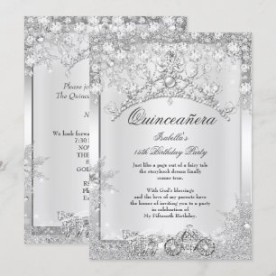 Invitación Quinceañera de Cristal de Plata Carruaje de Invier