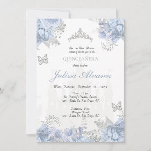 Invitación Quinceanera de cuento azul claro
