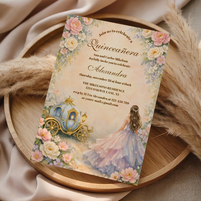 Invitación Quinceañera de Cuento de Hadas en Carruaje Encanta (Subido por el creador)