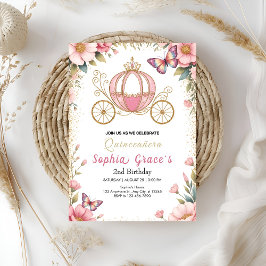 Invitación Quinceañera de Cuento de Hadas Rosa