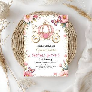 Invitación Quinceañera de Cuento de Hadas Rosa