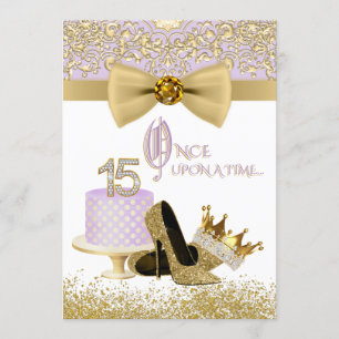 Invitación Quinceañera de cumpleaños con lavanda y dorado