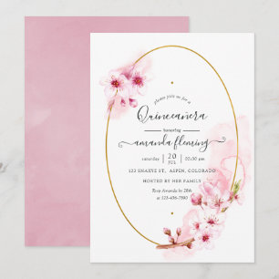 Invitación Quinceañera de flor de cerezo rosa de primavera