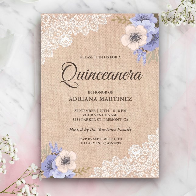 Invitación Quinceanera de flor púrpura rugofana (Subido por el creador)