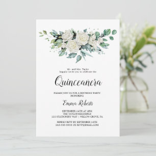 Invitación Quinceañera de Flores Blancas Clásicas
