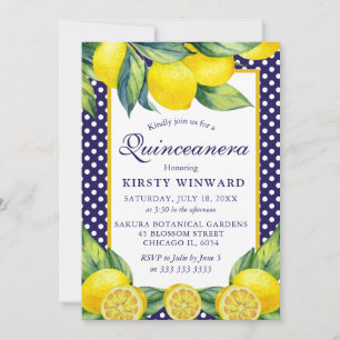 Invitación Quinceañera de flores de limón acuarela con lunare
