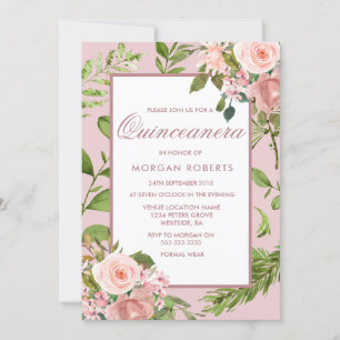 Invitación Quinceanera de hojas de verdor floral r