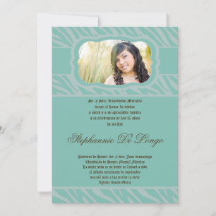 Invitación Quinceanera de impresión Blu Zebra 5x7
