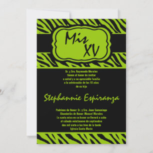 Invitación Quinceanera de impresión de cebra limón 15