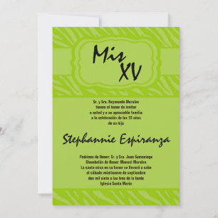 Invitación Quinceanera de impresión de cebra limón de 5 x 7 I