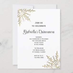Invitación Quinceanera de invierno con copo de nie