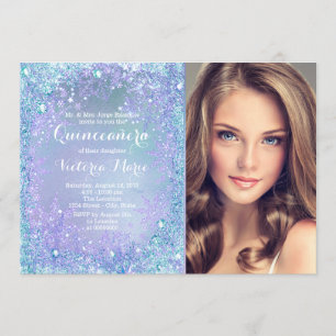 Invitación Quinceañera de invierno congelado en turquesa púrp