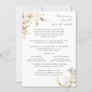 Invitación Quinceañera de invierno elegante de plata y oro