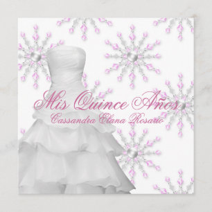 Invitación Quinceañera de invierno mágico rosa