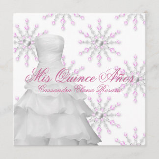 Invitación Quinceañera de invierno mágico rosa