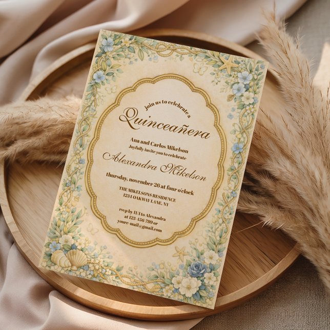 Invitación Quinceañera de Jardín Costero Vintage (Subido por el creador)