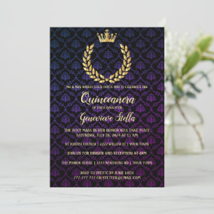 Invitación Quinceanera de la Corona de Oro brillan