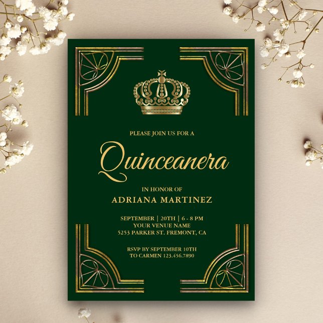 Invitación Quinceanera de la cosecha de la selva de oro verde (Subido por el creador)