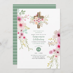 Invitación Quinceanera de la Cruz Floral Católica invita a la