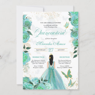 Invitación Quinceanera De La Mariposa De Los Rosas Azules Tur