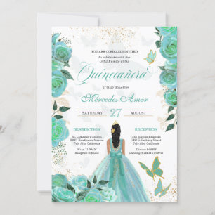 Invitación Quinceanera De La Mariposa De Los Rosas Azules Tur