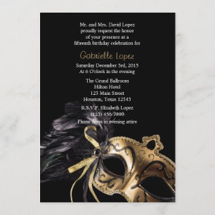 Invitación Quinceanera de la pelota de la mascarad