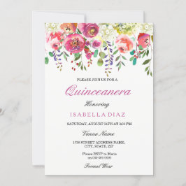 Invitación Quinceanera de las flores de primavera 