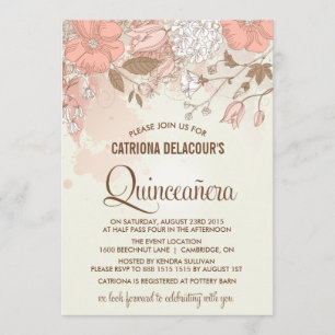 Invitación Quinceañera de las flores de primavera