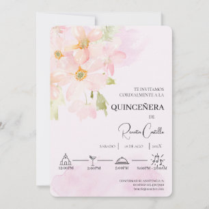 Invitación Quinceañera de lirio rosa