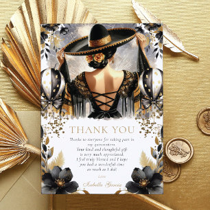 Invitación Quinceañera de lujo personalizada en negro y oro