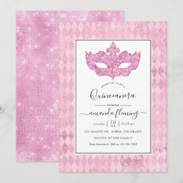 Invitación Quinceañera de Máscara de Rosa Vintage