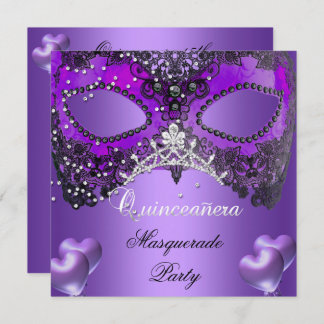 Invitación Quinceanera de mascarada 15 cumpleaños morado