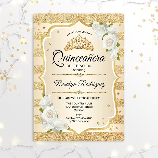 Invitación Quinceanera de oro (Subido por el creador)